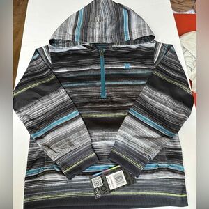 Hurley Boys Striped Hoodie Pullover Size 6 Black Gray Blue NWT